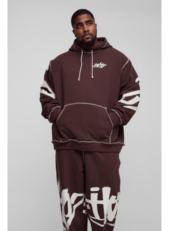 Плюс великий спортивний костюм із капюшоном і графіті