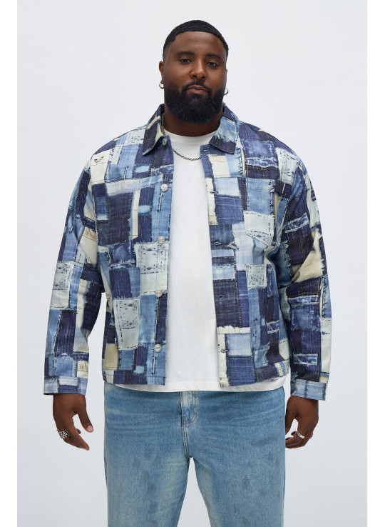 Куртка в стилі робочого одягу з принтом