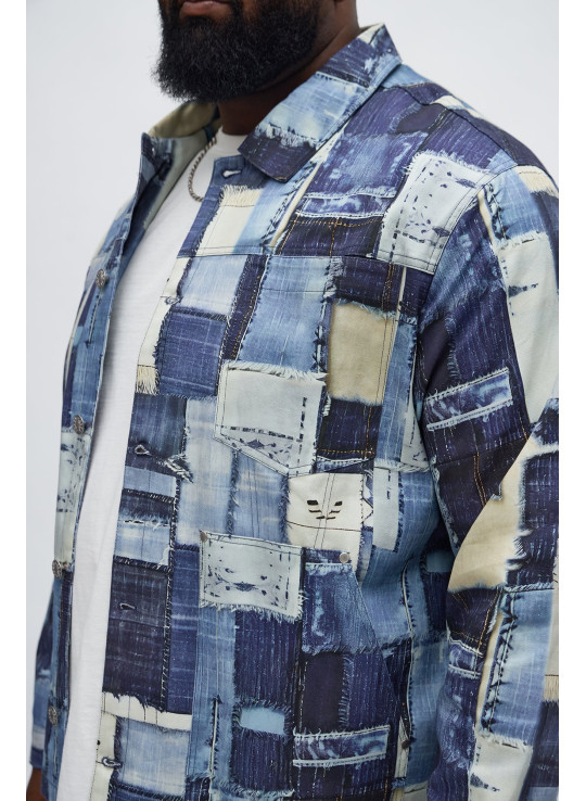 Куртка в стилі робочого одягу з принтом