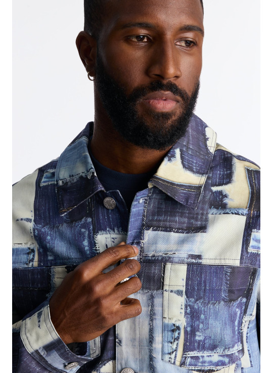 Куртка в стилі робочого одягу з принтом