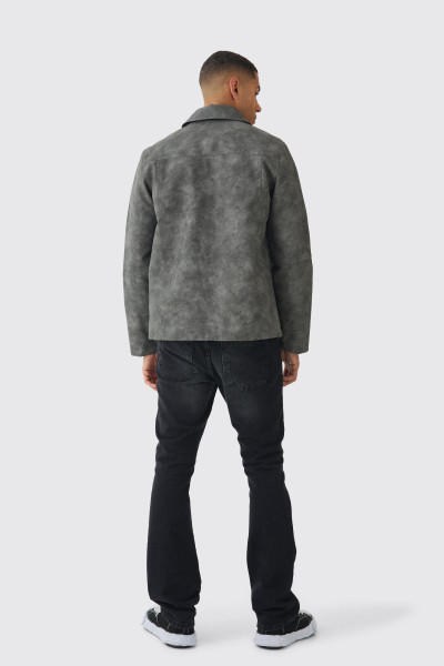 Випрана сіра куртка Harrington із поліуретановою блискавкою