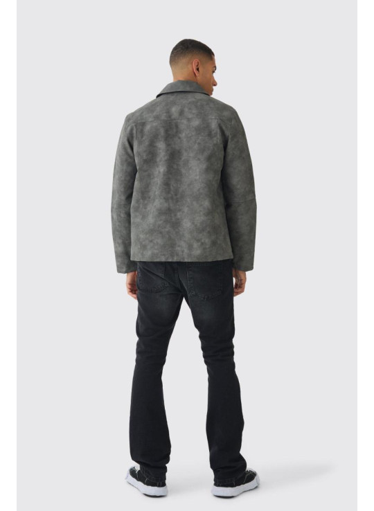 Випрана сіра куртка Harrington із поліуретановою блискавкою