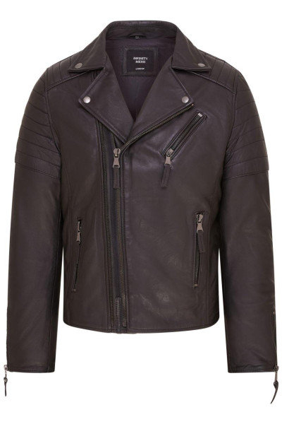Brando Double Cross Zip Leather Biker Jacket- Fagernes