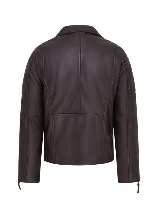 Brando Double Cross Zip Leather Biker Jacket- Fagernes