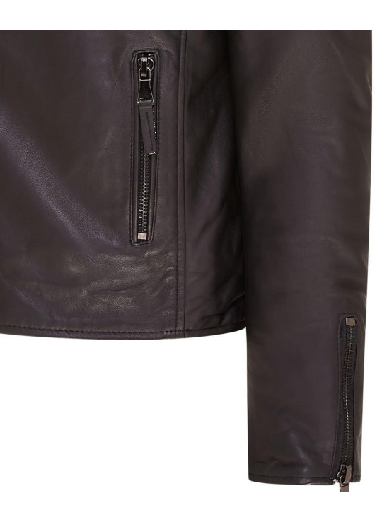 Brando Double Cross Zip Leather Biker Jacket- Fagernes