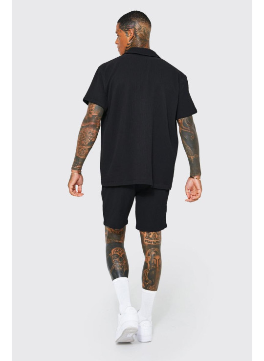 Оверсайз Плісирована сорочка з коротким рукавом і корот