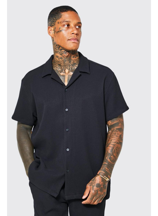 Оверсайз Плісирована сорочка з коротким рукавом і корот