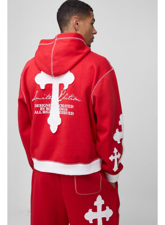 Величезний спортивний костюм Boxy обмеженої серії з капюшоном із хрестовою аплікацією