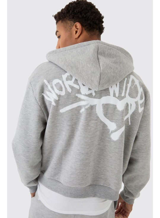 Спортивний костюм із капюшоном і розрізаним краєм із графіті