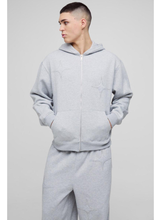 Негабаритна боксерська зірка Applique Zip через капюшон з капюшоном