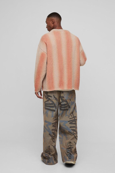 Розслаблений пристосування смужки Boucle трикотажний кардиган