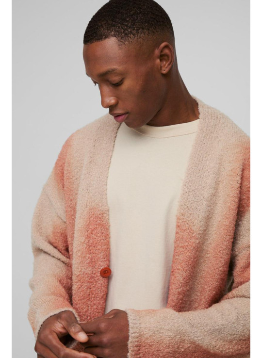 Розслаблений пристосування смужки Boucle трикотажний кардиган