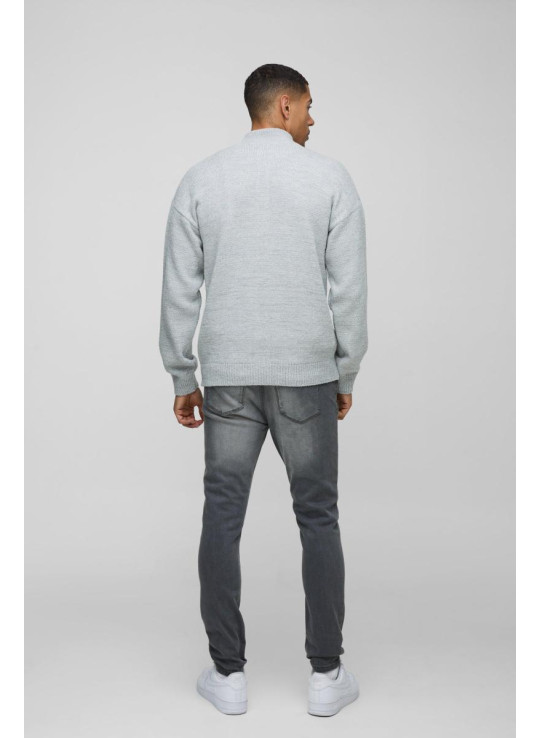 Трикотажний джемпер із букле на блискавці вільного крою