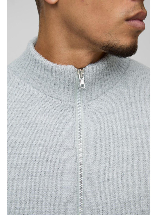 Трикотажний джемпер із букле на блискавці вільного крою