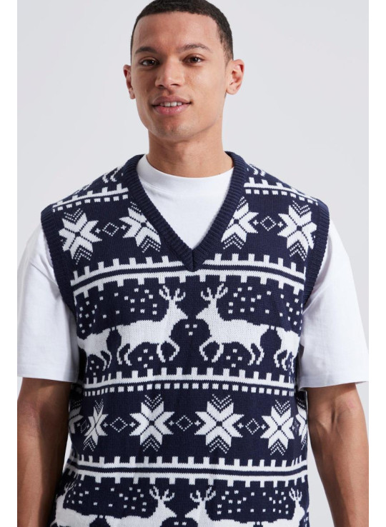 Високий оленячий різдвяний жилет із V-подібним вирізом