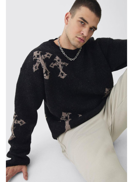 Високий готичний хрест великого розміру, пухнастий трикотаж