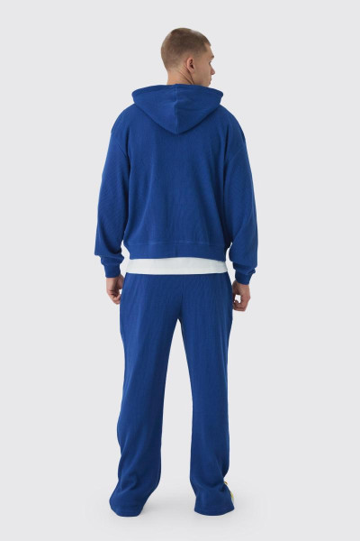 Величезний спортивний костюм з капюшоном і блискавкою, вишитою вафельною тканиною