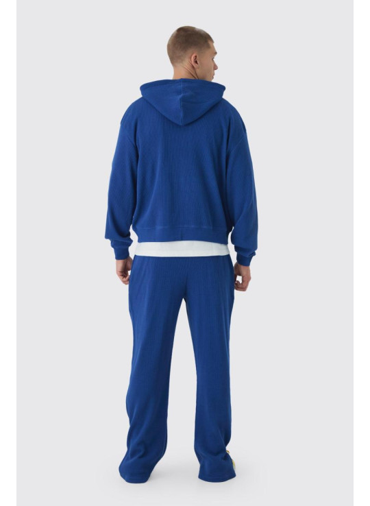 Величезний спортивний костюм з капюшоном і блискавкою, вишитою вафельною тканиною