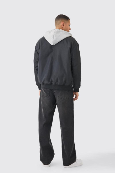 Чорний бомбер Ma1 великого розміру з капюшоном