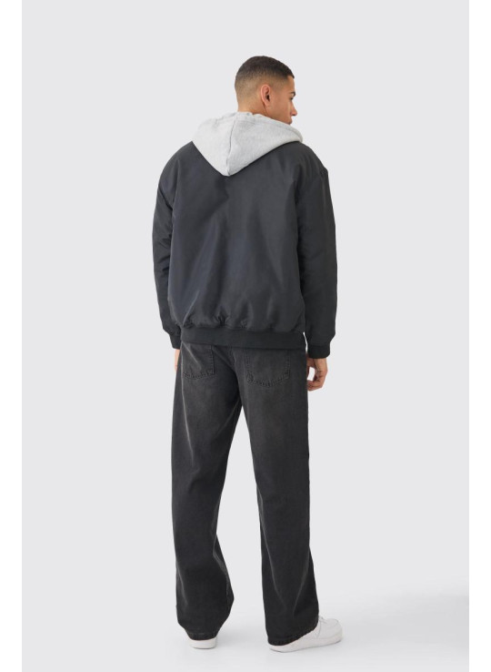 Чорний бомбер Ma1 великого розміру з капюшоном