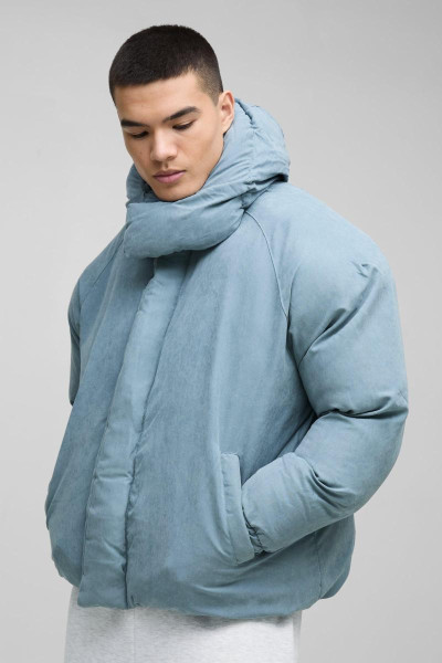 Чоловіче пальто-пуховик з капюшоном, надзвичайне, синього кольору