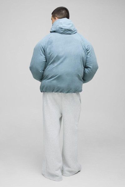 Чоловіче пальто-пуховик з капюшоном, надзвичайне, синього кольору