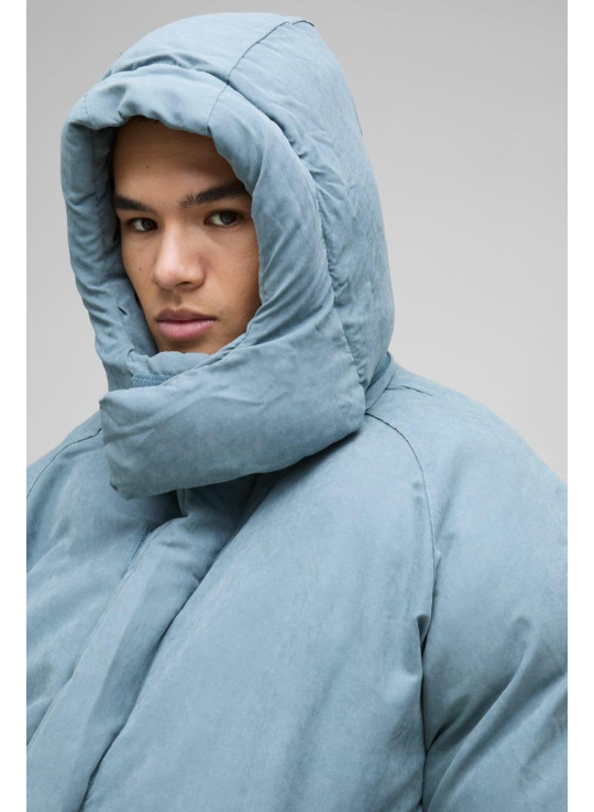 Чоловіче пальто-пуховик з капюшоном, надзвичайне, синього кольору