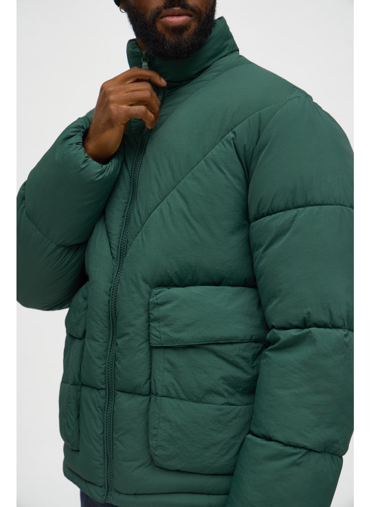 Стьобана куртка-пуфер з кишенями