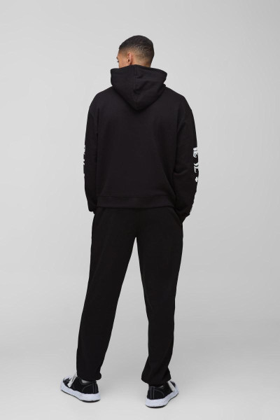 Офіційний спортивний костюм із капюшоном і принтом із промежинами