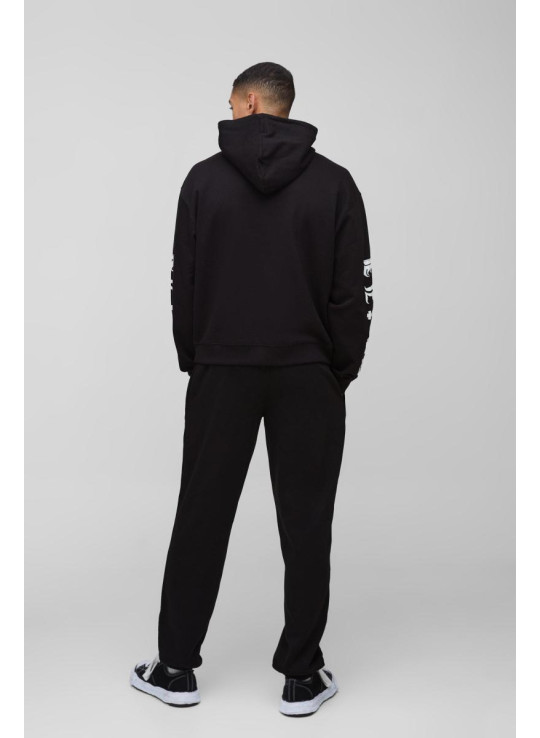 Офіційний спортивний костюм із капюшоном і принтом із промежинами