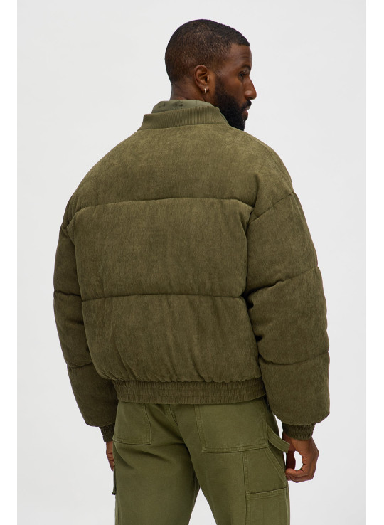 Об'ємна куртка-пуфер бомбер з вельвету