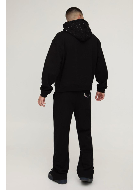 Величезний спортивний костюм із капюшоном і принтом із коштовним ланцюгом