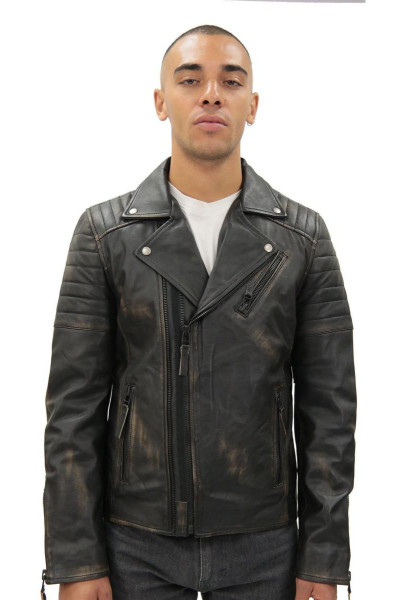Brando Double Cross Zip Leather Biker Gacket-Casablanca