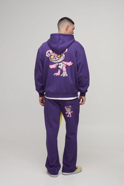 Величезний спортивний костюм з капюшоном і принтом Evil Teddy