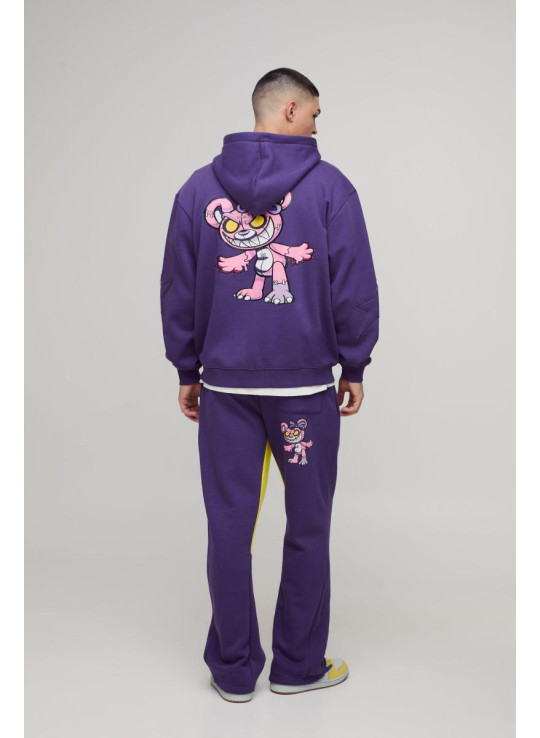 Величезний спортивний костюм з капюшоном і принтом Evil Teddy