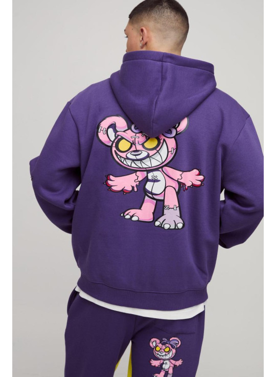 Величезний спортивний костюм з капюшоном і принтом Evil Teddy