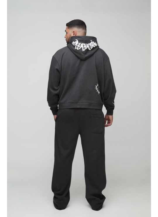 Плюс великий спортивний костюм із подвійним поясом і капюшоном у формі серця