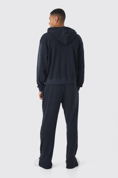 Величезний спортивний костюм з капюшоном і блискавкою, вишитою вафельною тканиною