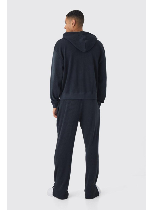 Величезний спортивний костюм з капюшоном і блискавкою, вишитою вафельною тканиною