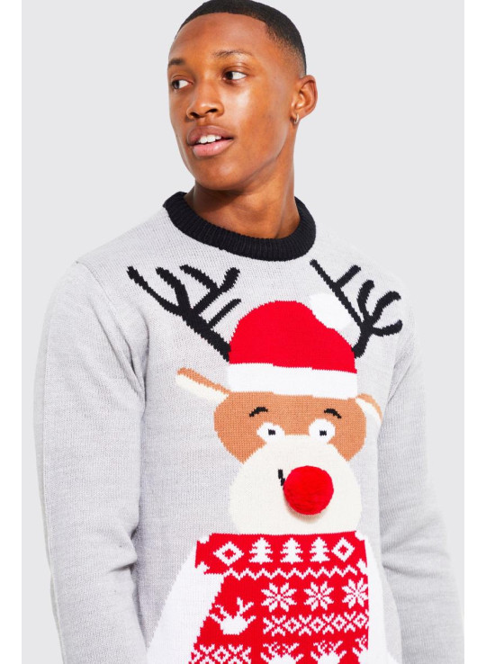 Різдвяний джемпер з капелюхом Санти з оленями