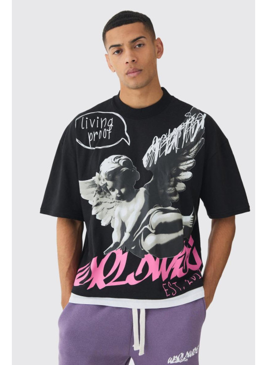 Велика футболка та джоггери зі штучним малюнком