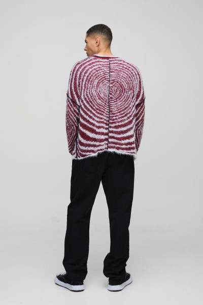 Пухнастий контрастний в'язаний джемпер прямого крою