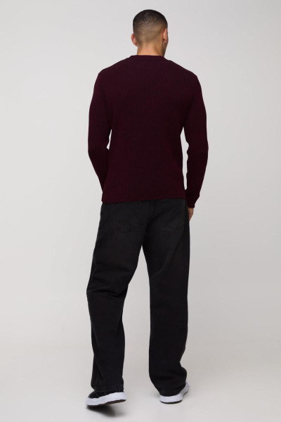 Звичайний трикотажний джемпер у рубчик із круглим вирізом