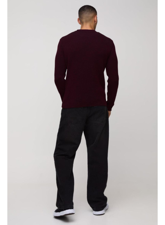 Звичайний трикотажний джемпер у рубчик із круглим вирізом