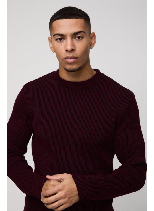 Звичайний трикотажний джемпер у рубчик із круглим вирізом