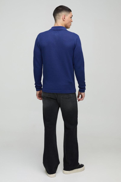 Трикотажне поло з довгим рукавом і звичайним ґудзиком